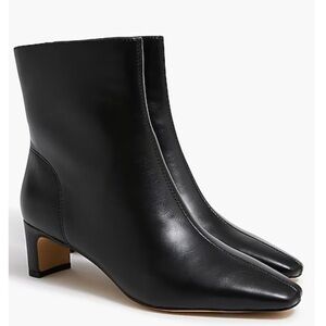 J.CREW Black Leather Square-Toe Ankle Boots - BRAND NEW IN BOX